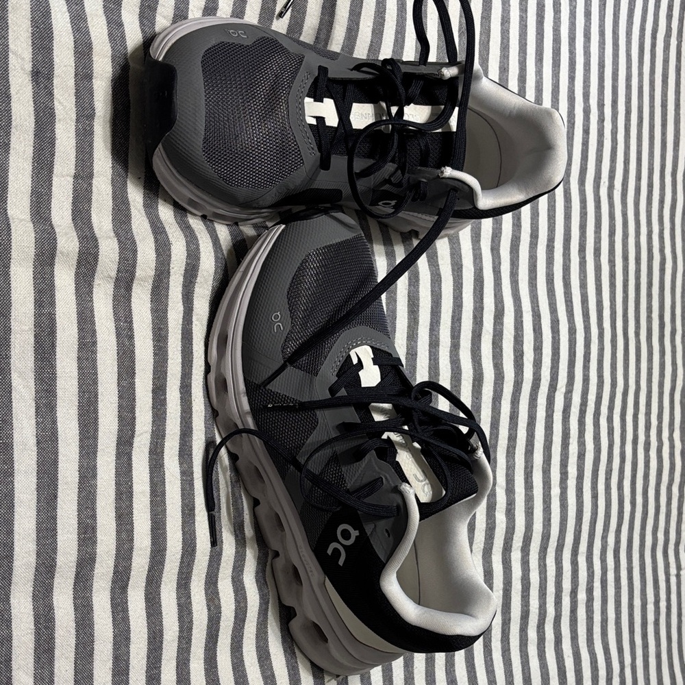 On Cloud Cloudrunner Charcoal and White Athletic Shoes